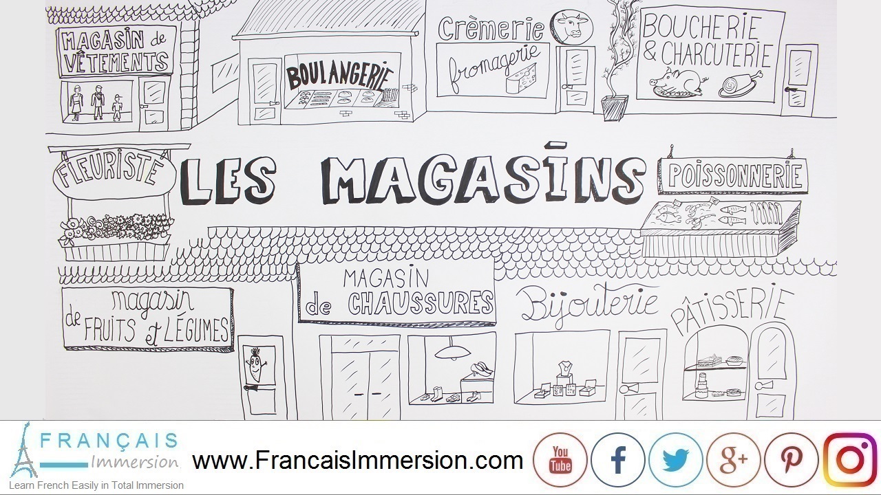 X에서 Français Immersion 님 : French Lesson – French Shops Names Exercises -  Les Magasins – French Practice. VIDEO+TRANSCRIPT here:   #french #learnfrench #fle #   / X